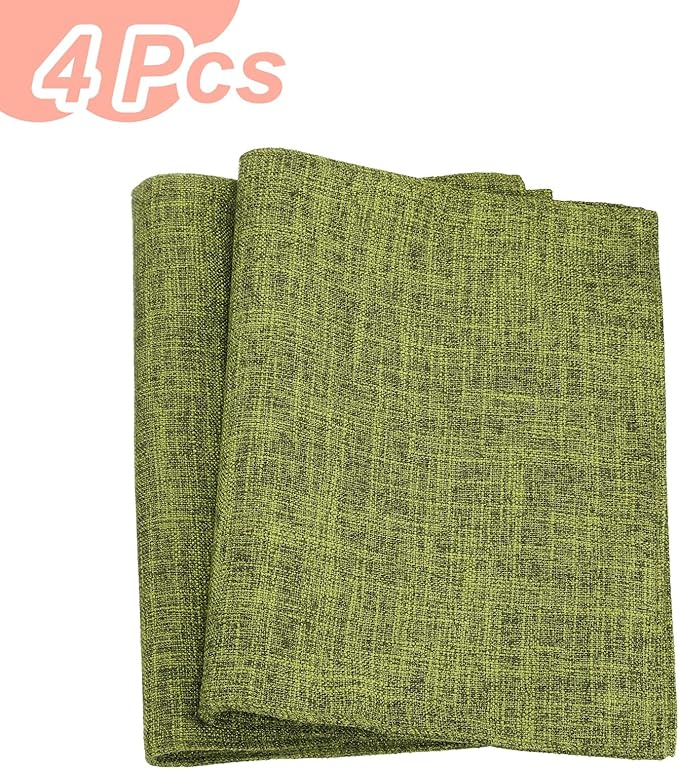 HARFINGTON 4pcs Linen Fabric Placemats 12" x 18" Polyester Rectangle Place Mats Machine Washable Heat Resistant Kitchen Table Mats for Outdoor Indoor Party Family Holiday, Green