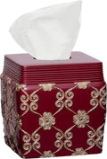 Resin Tissue Box Cover for Modern Home Decor - Minimalist Square Tissue Box Holder for Guest Room, Bedroom, Bathroom, Tabletop & Office - Durable and Aesthetic Tissue Holder, Elegant Rose