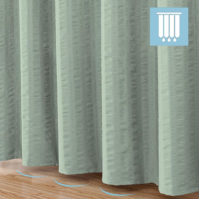 Aiyufeng Moga Sage Green Shower Curtain - 3D Embossed Cloth Shower Curtain for Bathroom, Hotel Luxury Green Bathroom Curtains, Machine Washable, Standard Size 72Wx78H