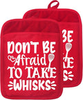 Funny Christmas Baking Pot Holders with Pockets, Don't Afraid to Take Whisks Holiday Christmas Oven Pot Holders Heat Resistant Oven Mitts Hot Pads for Kitchen Baking Cooking