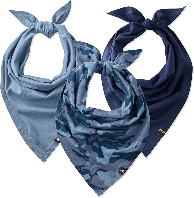 Pet Passion Bandit - The PET Bandana 100% Organic Cotton Pet Bandanas Clothes for Small, Medium, Large Dogs, 3-Pack Navy Camo, Medium/X-Large