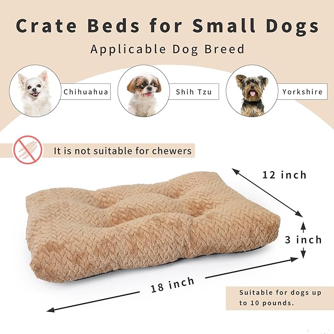 Necesitar 18 inch Dog Crate Bed Dog Mats for Sleeping,Up to 10 lbs Fluffy Khaki Puppy Pad XXS