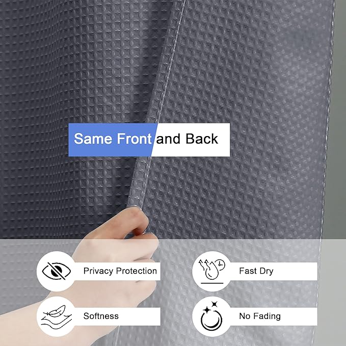 OVZME Stall Fabric Shower Curtain Set - 36x72, Waffle Weave 230GSM Heavy Duty Small Stall Shower Curtains for Narrow Stall Size, Machine Washable Bath Curtain with 12 Plastic Hooks, 36x72 Inch, Grey