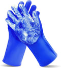 Maiiu Pet Grooming Gloves—Heat Resistant Dog Washing Gloves with High-Density Teeth, Dog Bath Scrubber with Enhanced Five Finger Design, Silicone Gloves for Dogs and Cats Bathing, Massage (Dark Blue)