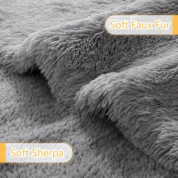 LOCHAS Luxury Fluffy Dog Blanket, Extra Soft and Warm Sherpa Fleece Pet Blankets for Dogs Cats, Plush Furry Faux Fur Puppy Throw Cover, 20''x30'' Grey