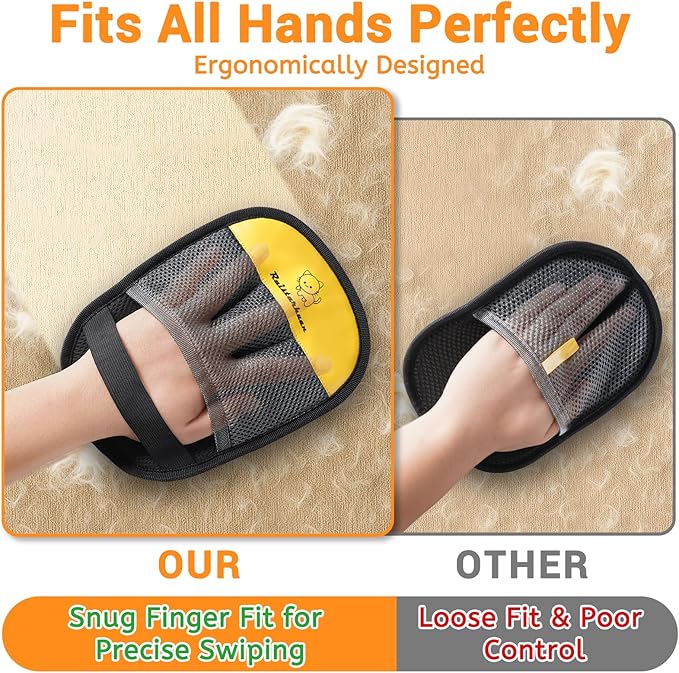 Ruistarhuan Pet Hair Removal Glove，2026 Newly Upgraded Reusable Magic Brush Pet Hair Remover Glove for Cats & Dogs，Pet Hair Remover Tool for Couch,Curtain, Clothing, Carpet, Car Seat (2Pcs)