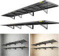 Aecxm 4-Pack 1.64x4ft Adjustable Garage Wall Shelving 1120lbs Load Capacity Heavy Duty Wall Mounted Storage Shelf Metal Floating Shelves for Garage(Black)
