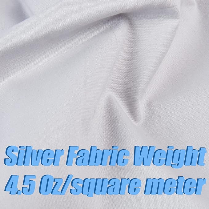 2 Yard Silver Cotton Fabric,Natural Cotton Poplin Fabric by The Yard, 59 Inches Wide 100% Cotton Fabric,Soft Embroidery Muslin Quilting Material for Sewing Material Apparel Cloth