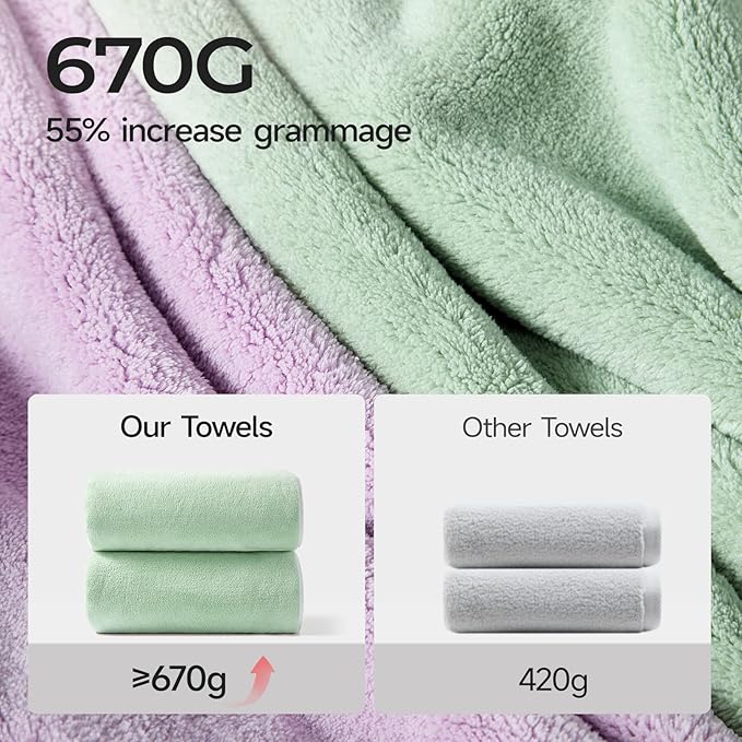 REDKISS 2 Pack Microfiber Extra Large Bath Sheets, 35 x 70 Inches, 670G, Soft and Absorbent, Quick Dry Oversized Bath Towels, Perfect for Bathroom, Plush Shower Towels for Spa, Gym & Hotel, Green