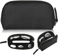 NUTUCH Leather Tech Pouch for Cables Chargers Phone | Tech Bag | Zipper Travel Accessory Pouch | Electronic Organizer Case Travel Bag (Black)