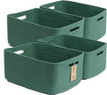 MiniArk Large Storage Baskets for Organizing, Closet Shelf Baskets for Clothes Blanket Towels, Baby Nursery, Toy Bins Box, Woven Rope Baskets, 17 x 13 x 7.5”, 4 Packs Green