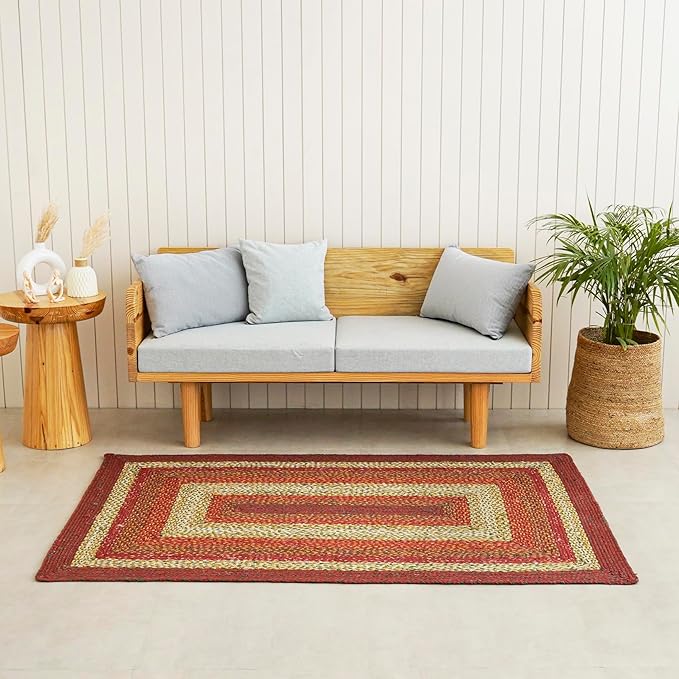 Traditional Jute Braided Runner Rug, Rustic Primitive Country Décor for Kitchen, Entryway, Hallway, Marigold, 2'6"X16'