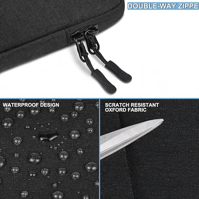 Laptop Case 15.6 inch, Shockproof Protective Computer Sleeve Cover with Accessories Pocket, Water Resistant Traveling Carrying Laptop Bag Compatible for MacBook Dell HP Acer Asus Lenovo, Black