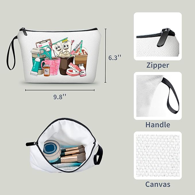 ARIOSEY Dental Hygienist Medical Assistant Birthday Gifts for Women Her Girls Gifts Dental Assistant Accessories Travel Cosmetic Bag