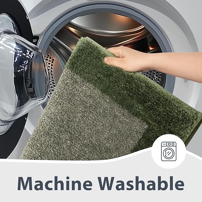 anllugs Bathroom Rugs 24" x 60", Non-Slip Extra Soft Absorbent Bath Rugs, Machine Washable Quick Dry Bath Mats for Bathroom Floor, Shower, Bathtub and Sink, Sage Green & Budding Green
