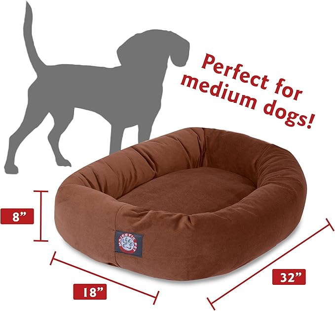 Majestic Pet Villa 32 Inch Shredded Memory Foam Dog Bed for Medium Sized Dog 32x23x7 Inch–Orthopedic Pet Bed - Washable Medium Puppy Mat with Head Support-Aubergine