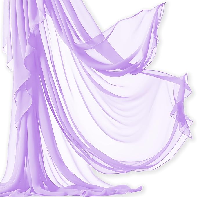 Barcelonetta | Chiffon Fabric | Decoration, Drapery Fabric | Wedding, Gender Reveal, Baby Shower, Birthday | for Arbor, Arch, Canopy, Table and Chair Decoration (Lilac, 10 Yards)