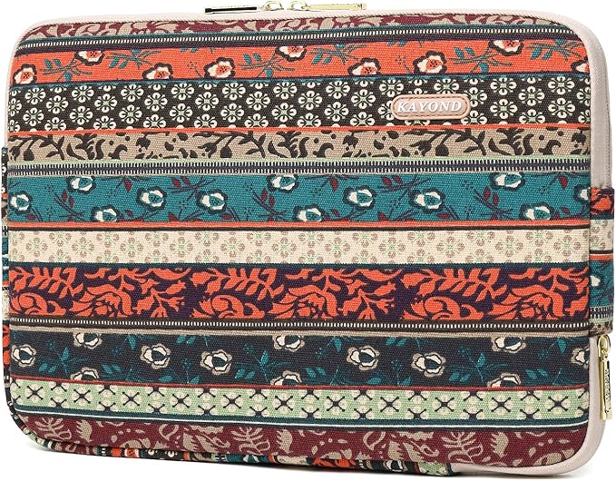 Kayond Canvas Water-Resistant 14 Inch Laptop Sleeve case for 14.1inch Notebook Compute (14-14.1 inch, Red Bohemia)