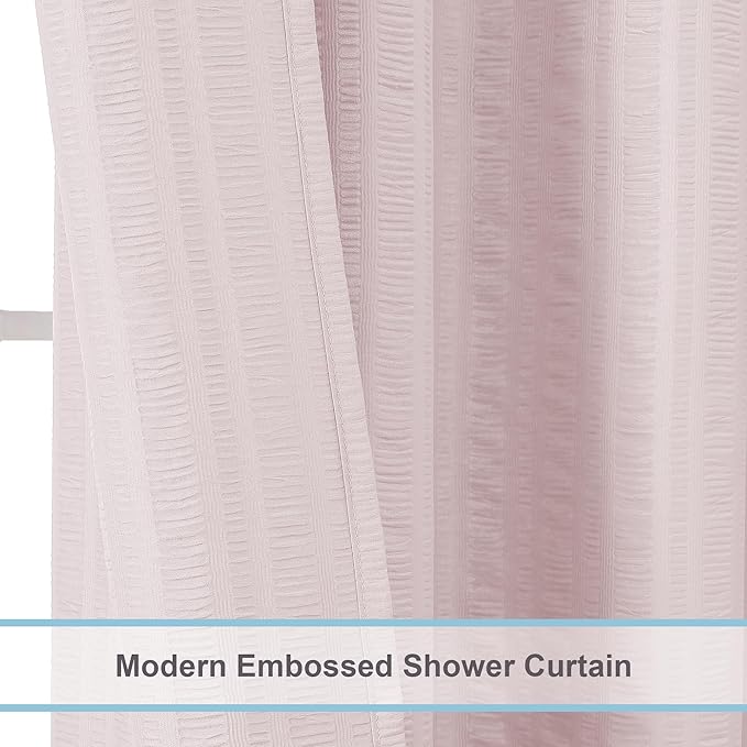 Aiyufeng Moga Pink Shower Curtain - 3D Embossed Cloth Shower Curtain for Bathroom, Hotel Luxury Pink Bathroom Curtains, Machine Washable, Standard Size 72Wx78H