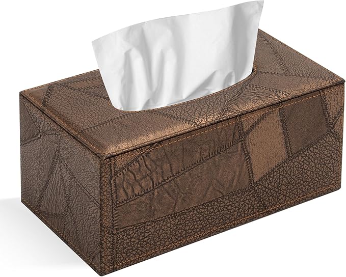 Colylan Tissue Box Cover Rectangular Tissue Box Holder for Bathroom (Retro Brown)