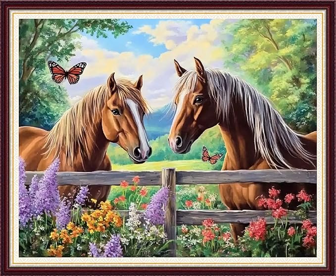 Foxnyart Stamped Cross Stitch Kits Full Range of Embroidery Needlework Starter Kits for Beginners Adults 11CT Embroidery Patterns Art Crafts DIY Needlepoint Kit-Couple Scenery 16x20 inchs
