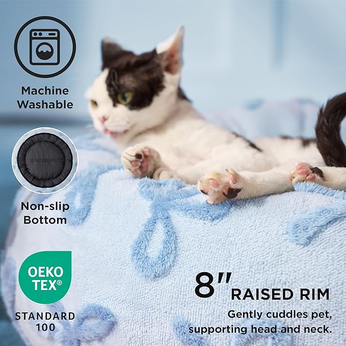 LE SURE Donut Large Dog Bed - Round Cat Beds for Indoor Anti-Anxiety Calming Gift for Pets, Washable Cute Modern Beds with Jacquard Shaggy Plush & Anti Slip Bottom, 36 Inch, Ice Melt