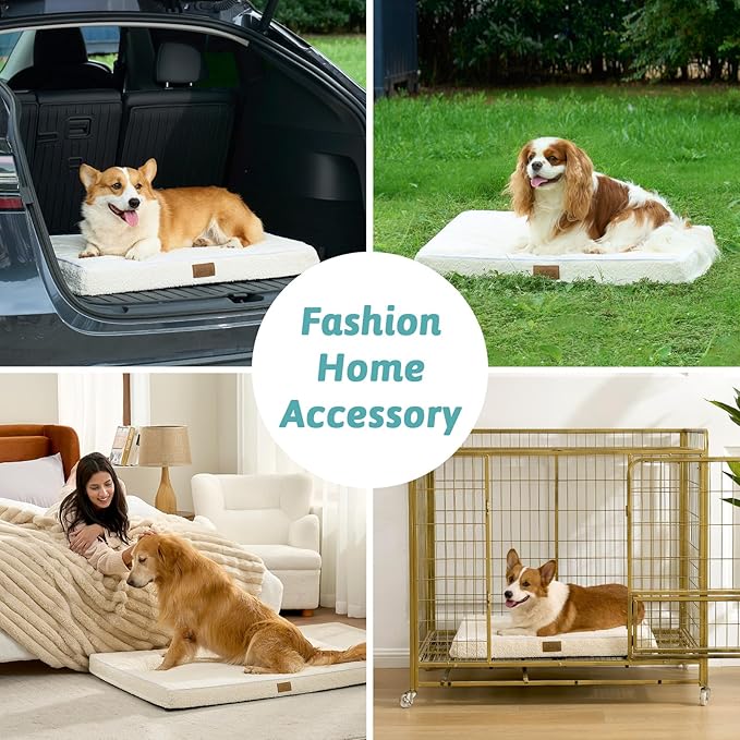 COZY KISS Dog Bed for Extra Large Dogs, Rectangular XL Orthopedic Dog Beds, Foam Anti-Slip Bottom Pet Mat with Washable Removable Cover, Suitable for Pet Up to 100 lbs, 44x32x3 inch, Bed