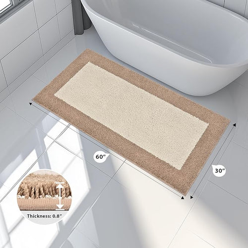 anllugs Bathroom Rugs 30" x 60", Non-Slip Extra Soft Absorbent Bath Rugs, Machine Washable Quick Dry Bath Mats for Bathroom Floor, Shower, Bathtub and Sink, Beige & Grayish Brown