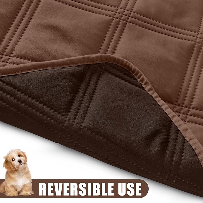 Smiry Waterproof Dog Bed Cover Blanket 82x102, Soft Reversible Pet Blanket, Washable Leakproof Cats Dogs Couch Cover for Sofa, Couch, Furniture, Lattice, Brown/Chocolate