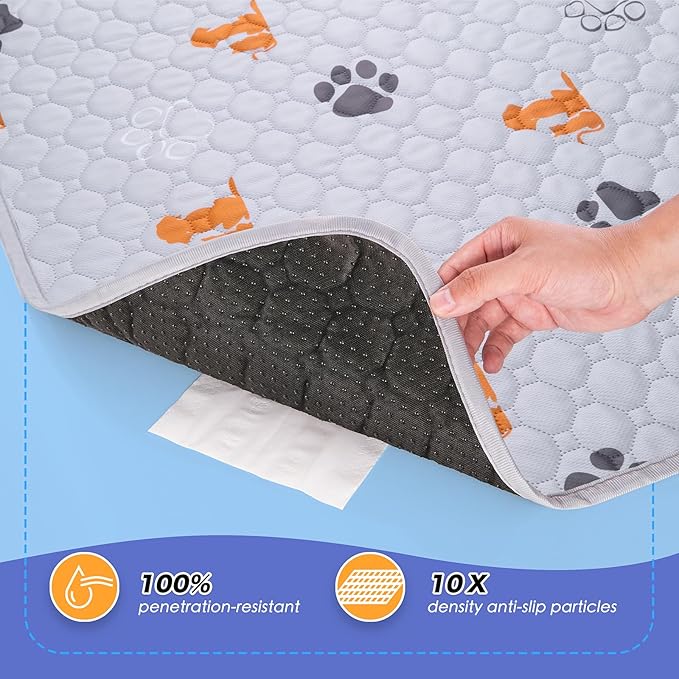 WanpeeGoo Washable Pee Pads for Dogs, 2 Pack Absorbent Reusable Training Dog Pads Pet Puppy Pads, Non-Slip Potty Pads for Whelping, Playpen, Crate, Bed, Orange, 24"x48"