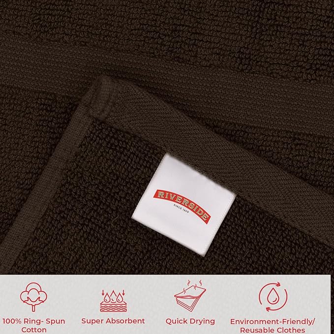 RIVERSIDE Bath Mat Set of 2 - Brown Bath Mats 21x34 Inches, Not a Bathroom Rug, 100% Ring Spun Cotton, Super Soft & Highly Absorbent Bathroom Floor Mats