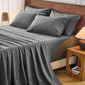 Bedlifes 100% French Flax Linen Sheets Set California King Size-6 Piece Extra Deep Pocket 18-24",Soft Breathable Cal King Bed Sheets with Temperature Regulating & Moisture-Wicking(Dark Grey