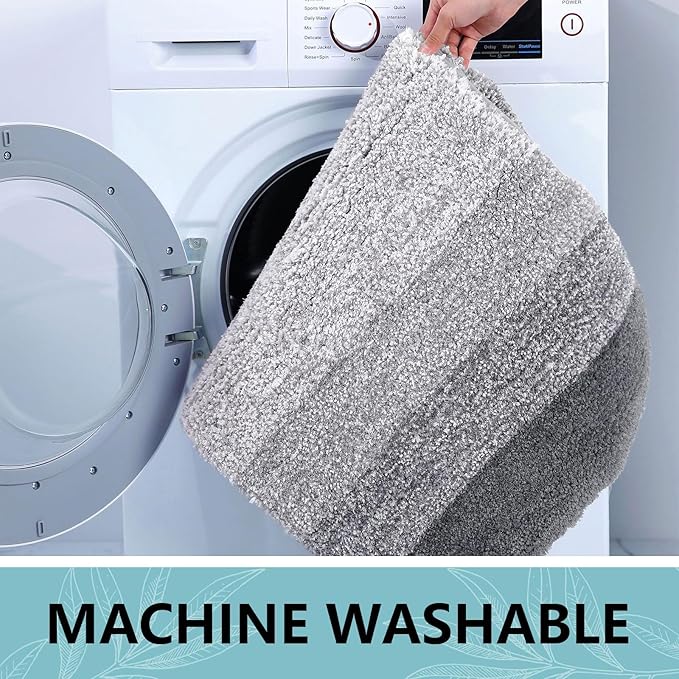Arotive Microfiber Bathroom Rugs, Shaggy Soft and Absorbent Bath Rug, Non-Slip, Thick Plush Machine Washable Dry Bath Mats for Bathroom, Tub and Shower, 40x24, Grey, Rectangular