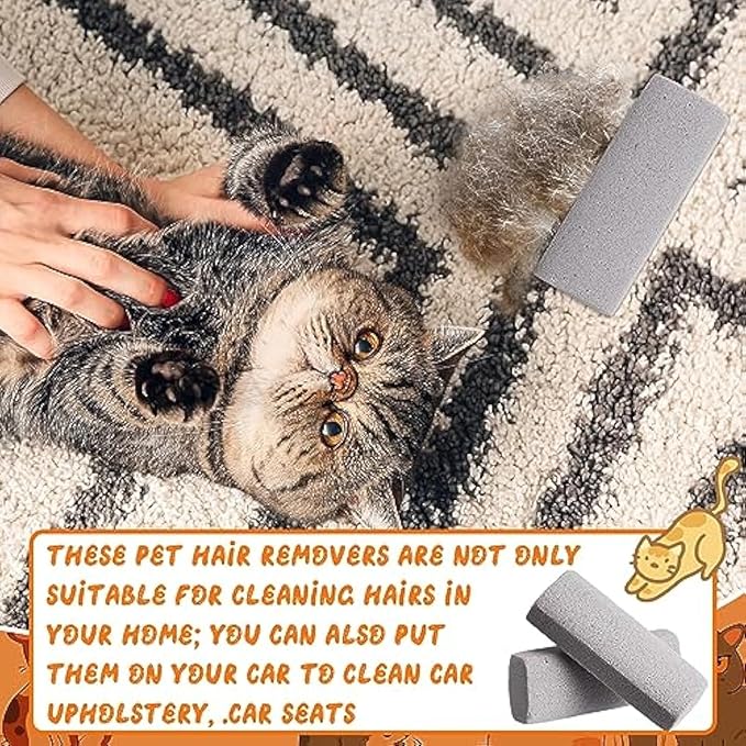 Abbylike 6 Pcs Pet Hair Remover Gray Pumice Stone Car Pet Hair Removal Tool for Bedding Carpet Couch Furniture Cleaning(6.1 x 2.56 x 1.4 Inch)