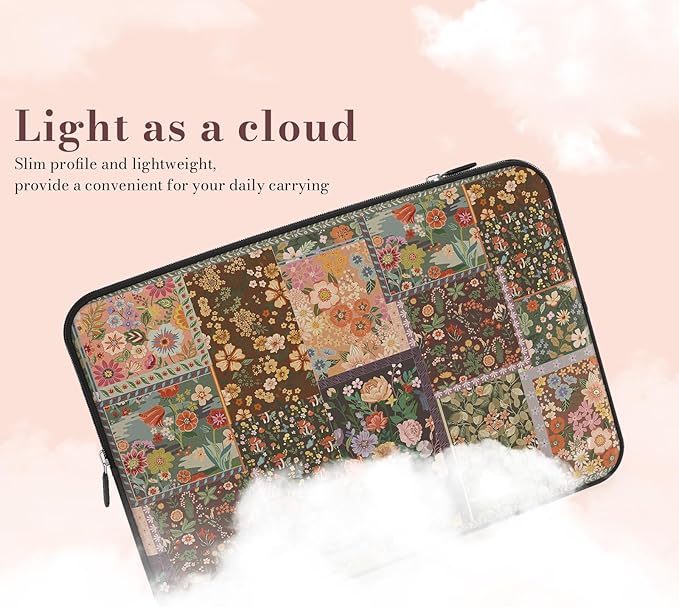 iCasso Laptop Sleeve 13 inch for MacBook Air 13-13.6 inch M3/M2/M1, Cute Laptop Sleeve for MacBook Pro 13 inch, Slim Protective Travel Carrying Case for MacBook Pro 14'', Chromebook HP Dell, Brown