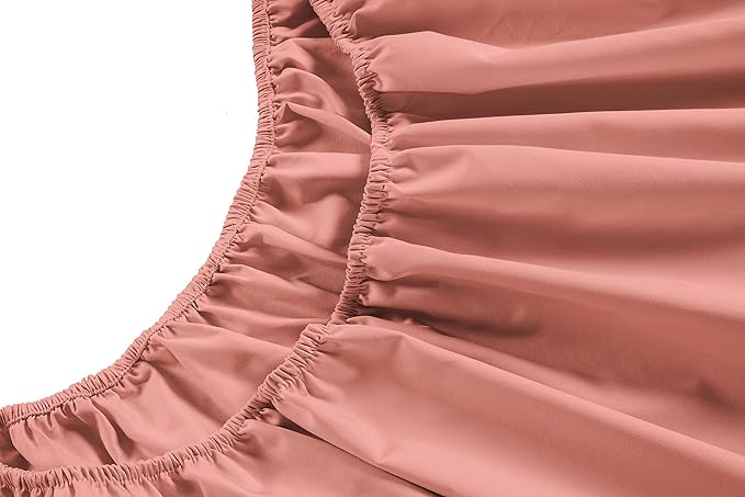 LANE LINEN Queen Size Bed Sheets Set – 450 Thread Count 100% Natural Cotton Cooling Sheets, Hotel Luxury Soft Sateen Finish, Snug Fit 15" Deep Pocket Elasticized Fitted Sheet – Rose Dawn