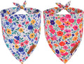 ADOGGYGO Floral Dog Bandanas 2 Pack, Reversible Cute Flower Scarf, Premium Fabric, Adjustable Fit Pink Blue Floral Bandanas for Medium Large Dogs (Large)