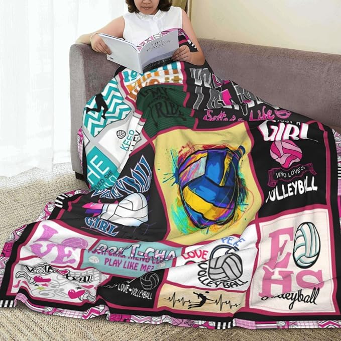 Volleyball Blanket Volleyball Throw Blanket Soft Fleece Flannel Bedding Sports Gifts for Women Girls Lovers Adults Stuff Plush for Couch Sofa Bed Room Decor 50"X60"
