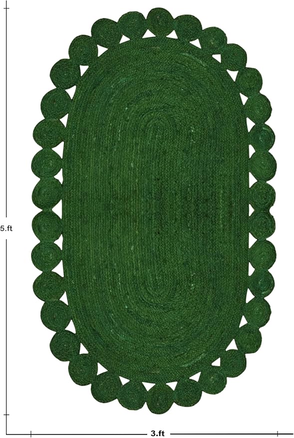 Runner - Oval Rug 4x12 Area Rug Kilim Rug Green Solid Design 0.27 inches ThickIndoor Outdoor Rug Flatweave Rug High Traffic Area Home & Foyer Corridor Hallway & Stair Runner