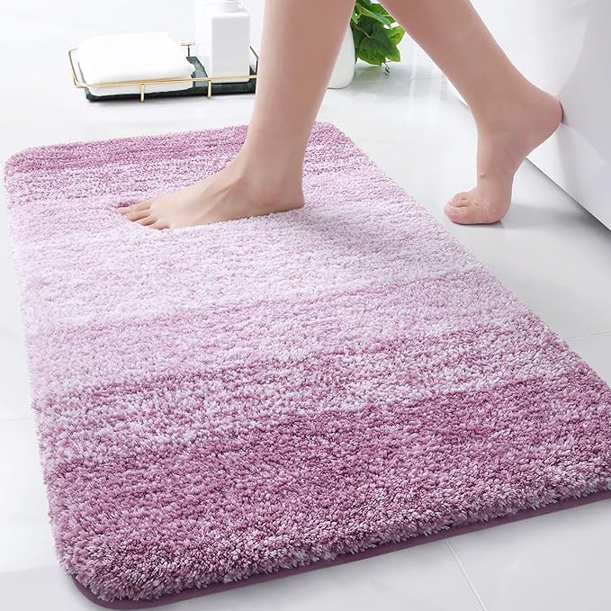 Arotive Microfiber Bathroom Rugs, Shaggy Soft and Absorbent Bath Rug, Non-Slip, Thick Plush Machine Washable Dry Bath Mats for Bathroom, Tub and Shower, 30x20, Purple, Rectangular