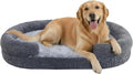 Miorun Orthopedic Dog Bed for Large Dogs, Egg Crate Memory Foam Fur Sofa with Comfortable Sides, Soft and Big Dog Couch Bed with Washable Removable Cover and Non-Slip Oval Bottom, 43" Grey