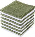 Glynniss Dishcloths Kitchen Highly Absorbent Dish Rags 100% Cotton Dish Cloths for Washing Dishes, Cleaning (Green White, 11x11)