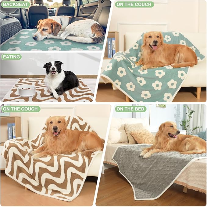 BEAUTYZOO Waterproof Dog Blankets for Medium Large Dogs Washable- Reversable Dog Blanket for Furniture, Sofa, Couch, Crate, Car- Soft Sherpa Dog Throw Plush Pet Bed Blanket Cat Puppy, 40"x60" Brown