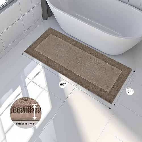 anllugs Bathroom Rugs 24" x 60", Non-Slip Extra Soft Absorbent Bath Rugs, Machine Washable Quick Dry Bath Mats for Bathroom Floor, Shower, Bathtub and Sink, Grayish Brown & Coffee