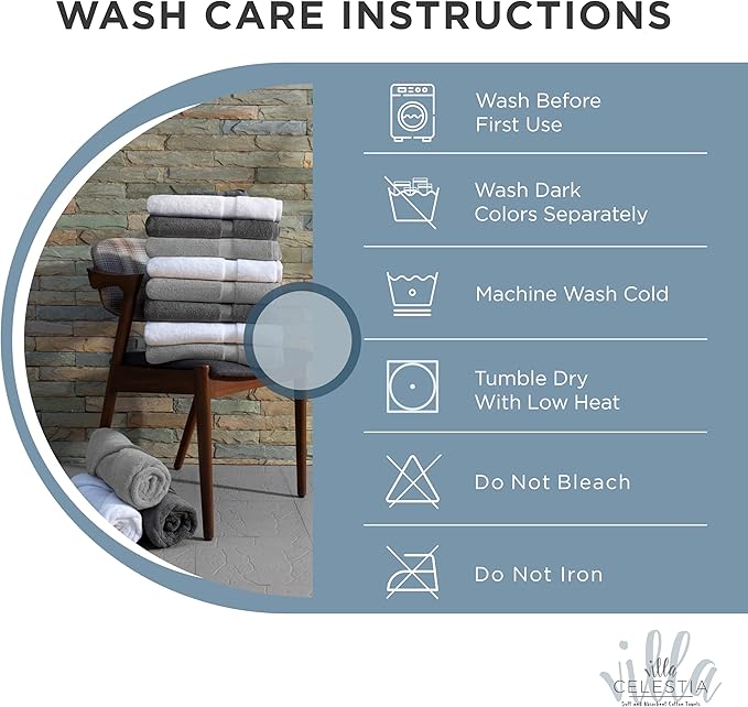 Villa Celestia 100% Cotton Hand Towel Set of 4, (16 x 28 inches) Sustainable, Soft, Highly Absorbent, Quick Drying, Combed Cotton Hand Towels Pack of 4 Ideal for Hotels, Spa, Bathroom, Dorm, Blue