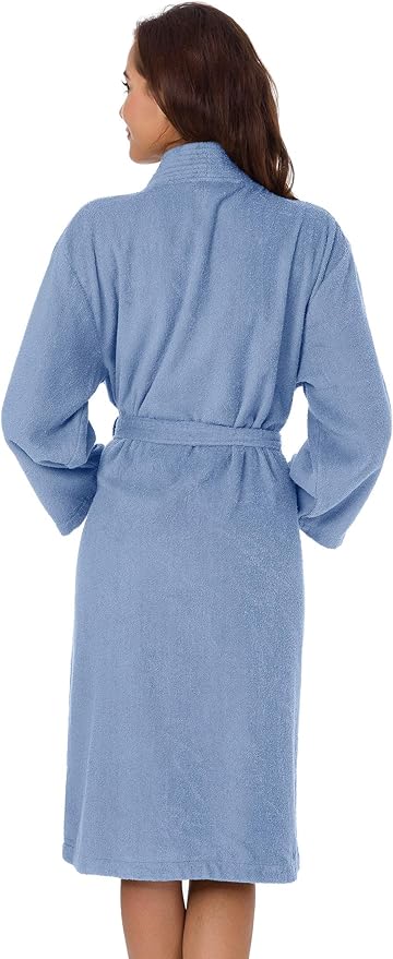 SIORO Women Terry Cloth Bath Robes with Pockets, Soft Long Cotton plush Kimono Wrap Bathrobe, Spa, Fuzzy Female nightgrown