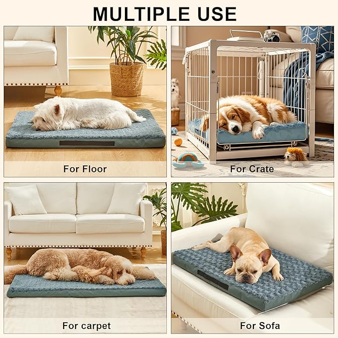 Kimpets Orthopedic Dog Beds for Crate with Removable Washable Cover Egg-Crate Foam Pet Pad Mat with Anti-Slip Bottom,Waterproof Dog Beds Small Sized，20x16 Inch