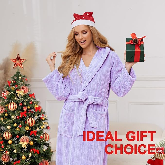 PJGGZ Hooded Bathrobes for Women, Soft Long Towel Robes for Women - Quick Dry yet Warm