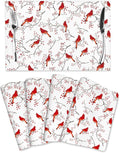 Cardinal Bird Red Berry Decor Placemats Set of 4 Linen 12x18 Inch, Decorative Table Mats for Kitchen Dining Table Heat Resistant Washable Place Mats Home Holiday Decor