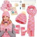 Katech Beginner Knitting Kit for Adults - Learn to Knit with Step-by-Step Instructions - Complete Hat, Scarf, Gloves Starter Kit（Colorful）